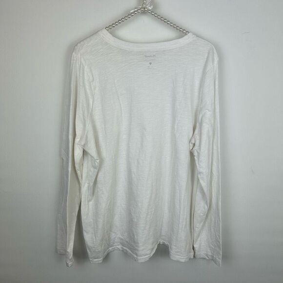 MADEWELL WOMEN'S WHITE LONG SLEEVE CREW NECK COTTON T-SHIRT Sz 1X XL pocket - Picture 10 of 13